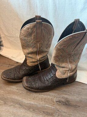 Alfa Western Wear Brown Leather Cowboy Boots Men's Size 10